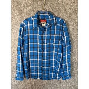 Burton‎ Snowboards Dryride Blue Plaid Flannel Button Up Shirt Mens Small
